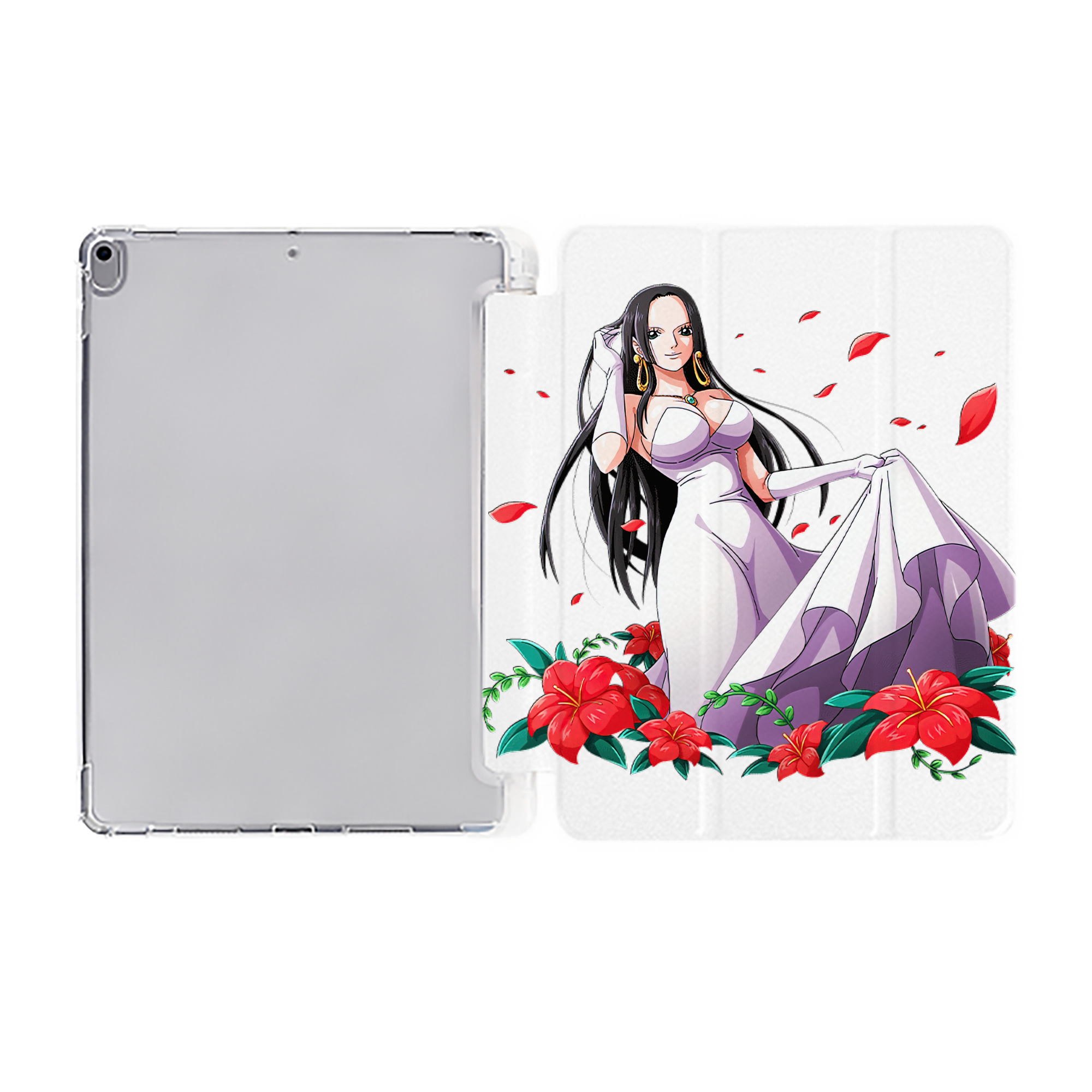 （画像用） ワンピース ボア・ハンコック ONE PIECE Boa·Hancock IPad ケース ペン収納付き 三つ折りスタンド PUレザー×シリコン 対応機種9.5/10.5/10.9インチ